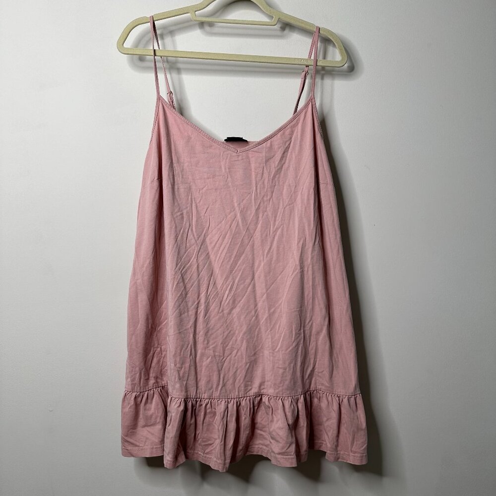 City Chic Pink V-Neck Ruffle Tank Women's 18